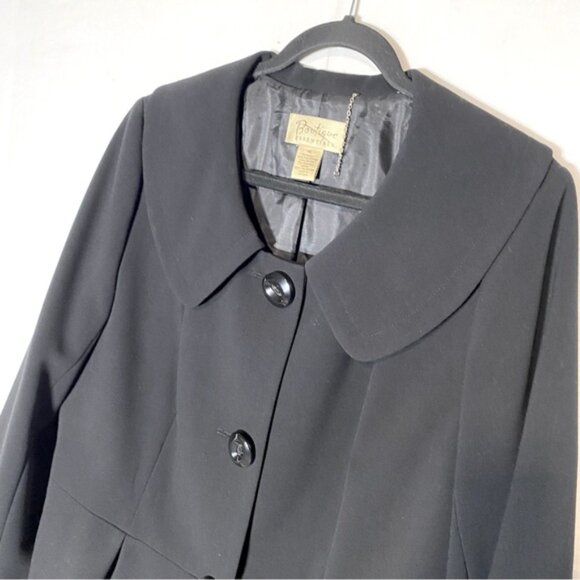 Boutique Essentials Black Button Front Peplum Hem Light Jacket 16 - Picture 5 of 12